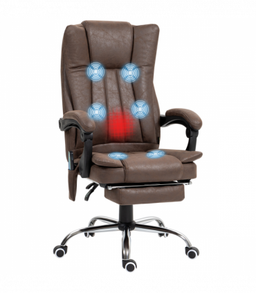 Vinsetto 6-Point Vibrating Heat Massage Chair w/ Microfibre Upholstery Brown