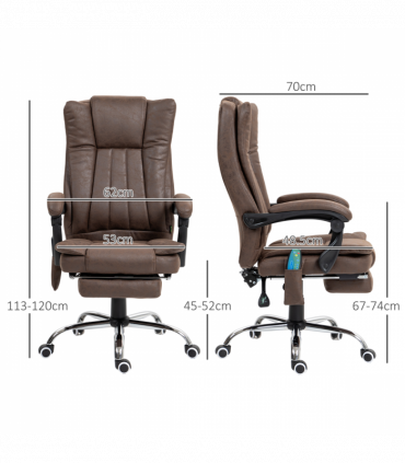 Vinsetto 6-Point Vibrating Heat Massage Chair w/ Microfibre Upholstery Brown