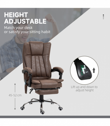 Vinsetto 6-Point Vibrating Heat Massage Chair w/ Microfibre Upholstery Brown