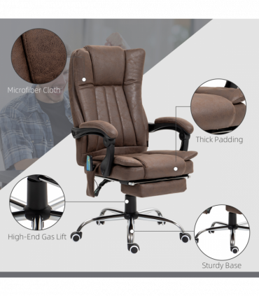 Vinsetto 6-Point Vibrating Heat Massage Chair w/ Microfibre Upholstery Brown
