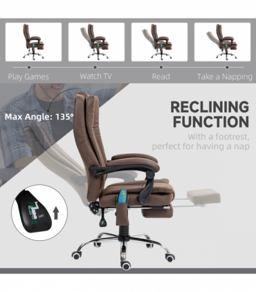 Vinsetto 6-Point Vibrating Heat Massage Chair w/ Microfibre Upholstery Brown