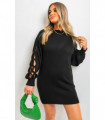 Cable Knit Mini Dress with Cut Out Detail