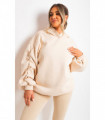 Fall Winter Oversized Ruched Sleeves Hoodie