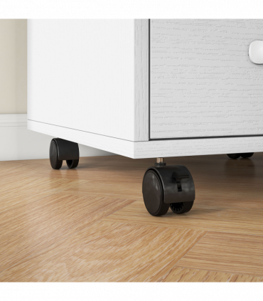 HOMCOM File Cabinet with 3 Drawers, Under Desk Mobile Filing Cabinet White