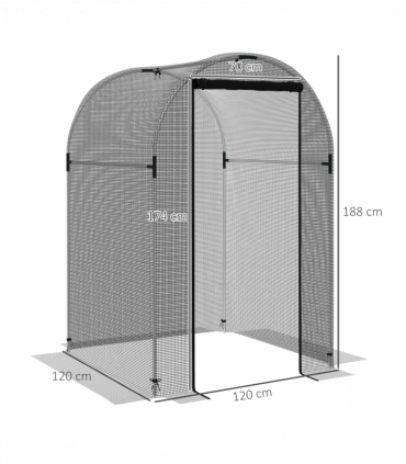 Outsunny Fruit Cage, Plant Protection Tent, 1.2 x 1.2 x 1.9m, Black