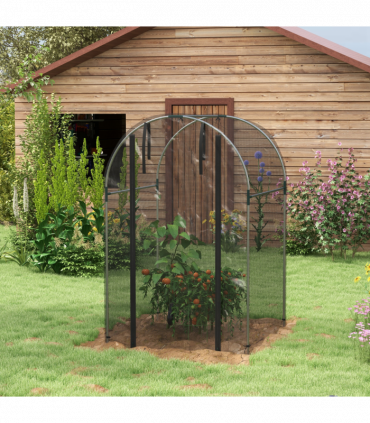 Outsunny Fruit Cage, Plant Protection Tent, 1.2 x 1.2 x 1.9m, Black