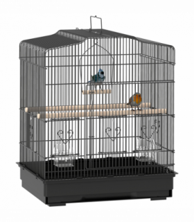 PawHut 59cm Large Bird Cage with Stand, Perches, Food Bowls, Swing, Black