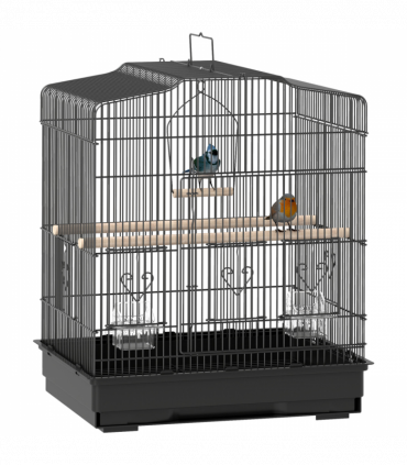 PawHut 59cm Large Bird Cage with Stand, Perches, Food Bowls, Swing, Black