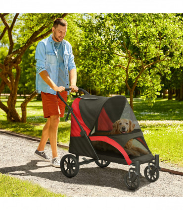 PawHut Easy Folding Pet Stroller for Large Dogs, Black