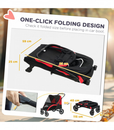 PawHut Easy Folding Pet Stroller for Large Dogs, Black