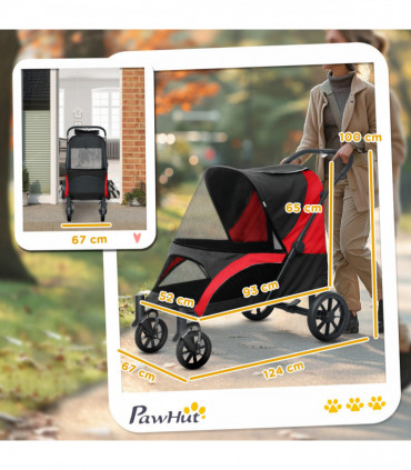 PawHut Easy Folding Pet Stroller for Large Dogs, Black