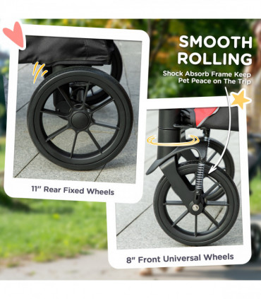 PawHut Easy Folding Pet Stroller for Large Dogs, Black