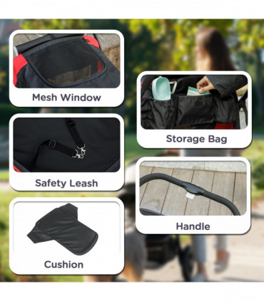 PawHut Easy Folding Pet Stroller for Large Dogs, Black