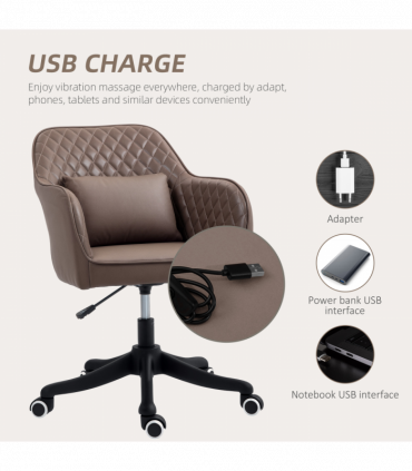 Vinsetto Office Chair with Rechargeable Vibration Massage, Brown