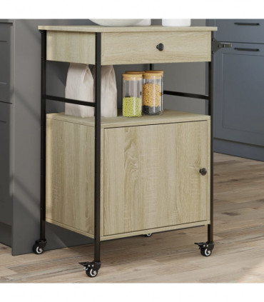 vidaXL Kitchen Trolley Sonoma Oak 56x43x89.5 cm Engineered Wood