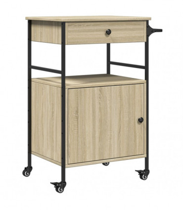 vidaXL Kitchen Trolley Sonoma Oak 56x43x89.5 cm Engineered Wood
