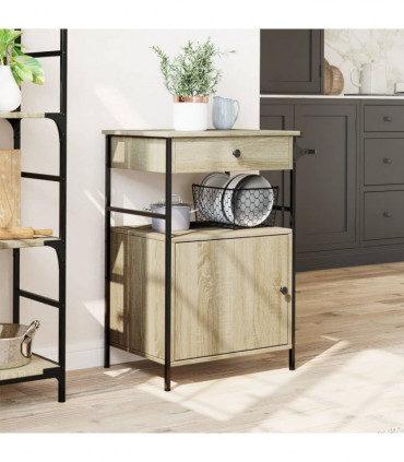 vidaXL Kitchen Trolley Sonoma Oak 56x43x89.5 cm Engineered Wood
