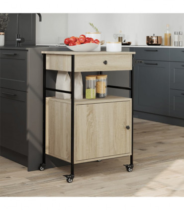 vidaXL Kitchen Trolley Sonoma Oak 56x43x89.5 cm Engineered Wood