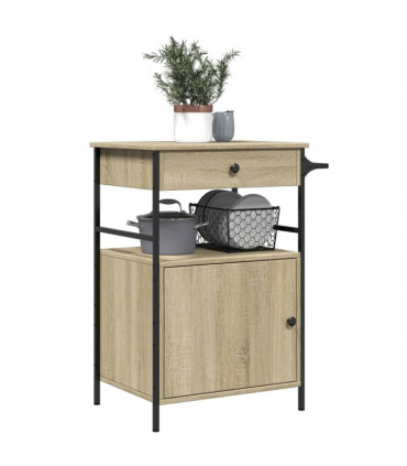 vidaXL Kitchen Trolley Sonoma Oak 56x43x89.5 cm Engineered Wood