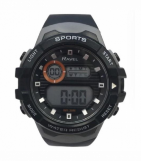 Ravel Mens 3ATM Digital Sports Black/Grey Watch RDG.14.33