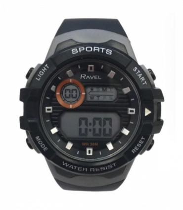 Ravel Mens 3ATM Digital Sports Black/Grey Watch RDG.14.33