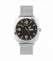 Sekonda Mens Airborne Day Date Black Dial With Stainless Steel Silver Mesh Bracelet Watch 30101