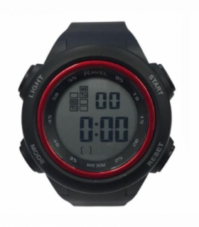 Ravel Mens 3ATM Digital Sports Red Ring Watch RDG.14.36