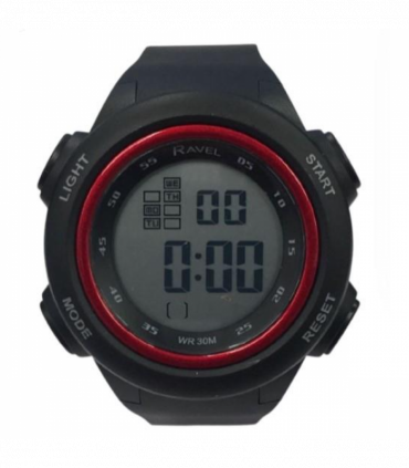 Ravel Mens 3ATM Digital Sports Red Ring Watch RDG.14.36