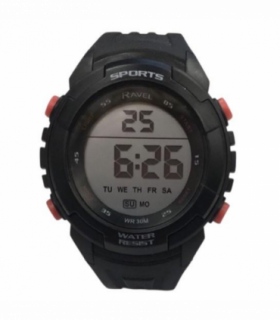 Ravel Mens 3ATM Digital Sports Black/Orange Watch RDG.14.27