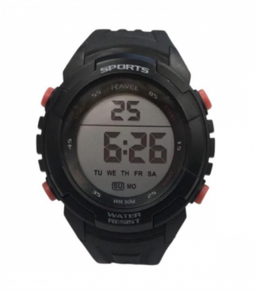 Ravel Mens 3ATM Digital Sports Black/Orange Watch RDG.14.27