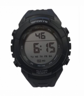Ravel Mens 3ATM Digital Sports Black Watch RDG.14.26