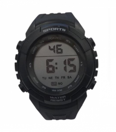 Ravel Mens 3ATM Digital Sports Black Watch RDG.14.26