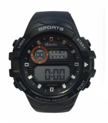 Ravel Mens 3ATM Digital Sports Orange/Black Watch RDG.14.30