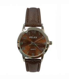 PELEX  Ladies Basic Dark Brown Dial Brown Leather Strap Quartz Watch PLX-013-DBR