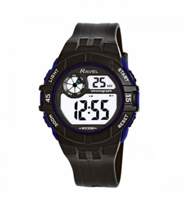 Ravel Mens 3ATM Digital Sports Black/Blue Watch RDG.14.15