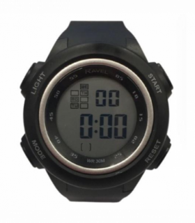Ravel Mens 3ATM Digital Sports Silver Ring Watch RDG.14.34