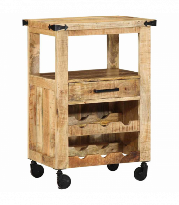 vidaXL Kitchen Trolley Brown 55 x 40 x 80 cm Solid Mango Wood