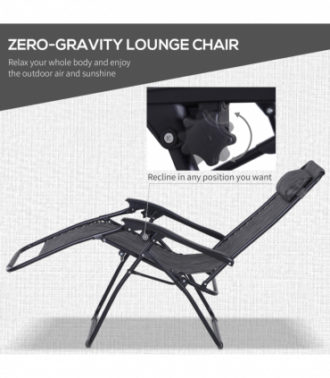 3PC Zero Gravity Chairs Sun Lounger Table Set Cup Holders - Light Grey Outsunny