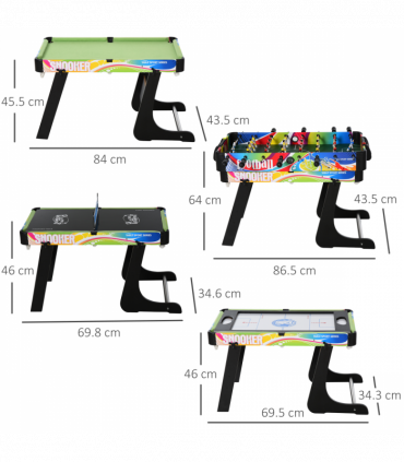 4-in-1 Foldable Game Table Hockey Football Table Tennis & Pool Home Gaming