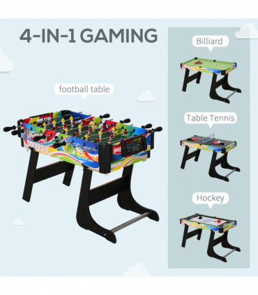 4-in-1 Foldable Game Table Hockey Football Table Tennis & Pool Home Gaming