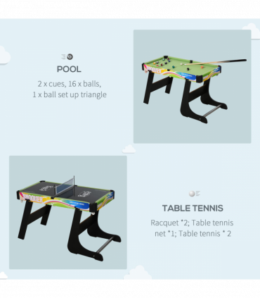 4-in-1 Foldable Game Table Hockey Football Table Tennis & Pool Home Gaming