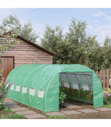Greenhouse Walk-in tunnel 597L x 302W x 200Hcm Green Galvanised Steel PE