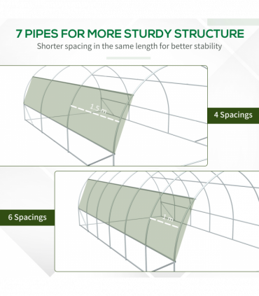 Greenhouse Walk-in tunnel 597L x 302W x 200Hcm Green Galvanised Steel PE