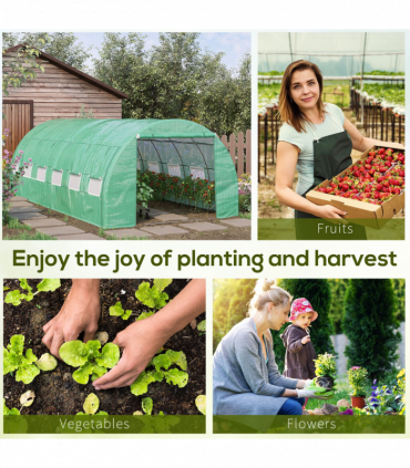 Greenhouse Walk-in tunnel 597L x 302W x 200Hcm Green Galvanised Steel PE