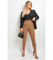 Elastic Waist Button Detail Leggings