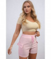Elastic Waist Drawstring Pocket Detail Shorts