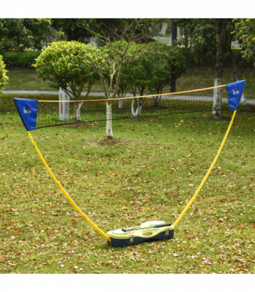 Foldable Badminton Net Set w/ 2 Pairs of Rackets 2 Nylon Shuttlecocks HOMCOM