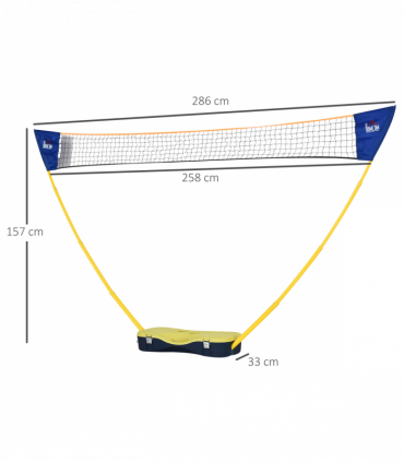 Foldable Badminton Net Set w/ 2 Pairs of Rackets 2 Nylon Shuttlecocks HOMCOM