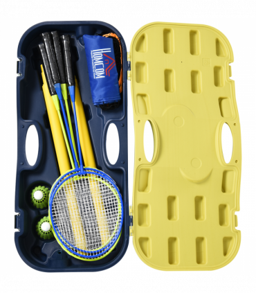 Foldable Badminton Net Set w/ 2 Pairs of Rackets 2 Nylon Shuttlecocks HOMCOM