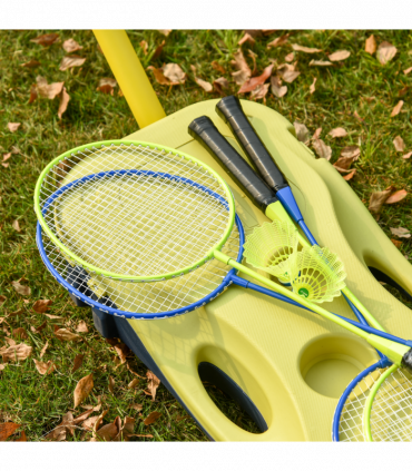 Foldable Badminton Net Set w/ 2 Pairs of Rackets 2 Nylon Shuttlecocks HOMCOM
